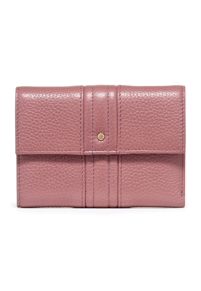 Portofel pliabil de piele cu aspect texturat - Fucsia