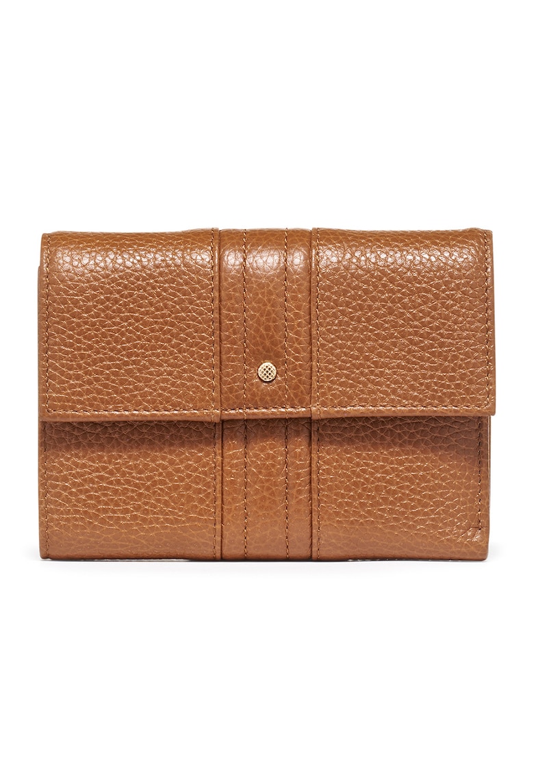 Portofel pliabil de piele cu aspect texturat - Maro scortisoara