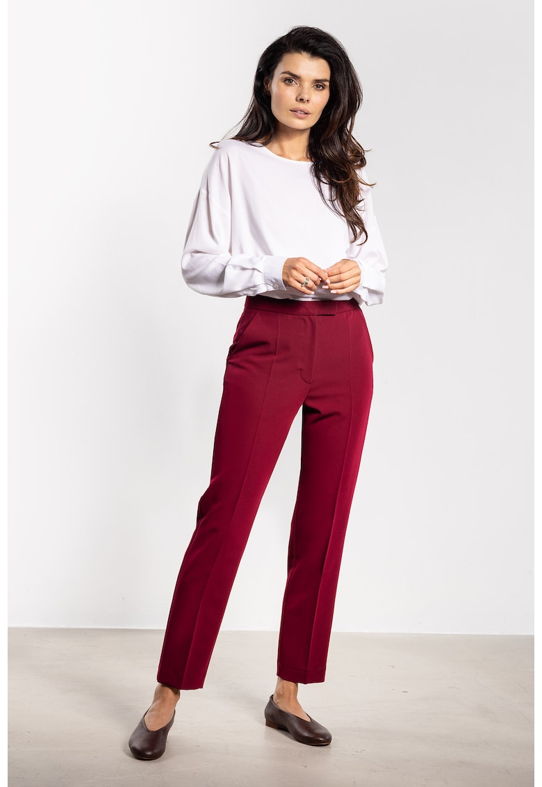 Pantaloni dama - model tigareta - visiniu - poliester/elastan