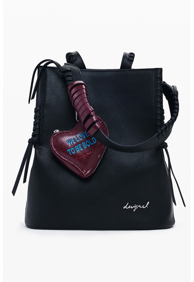 Rucsac tote cu etui in forma de inima - Negru