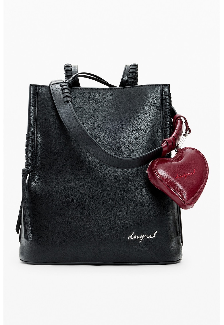 Rucsac tote cu etui in forma de inima - Negru