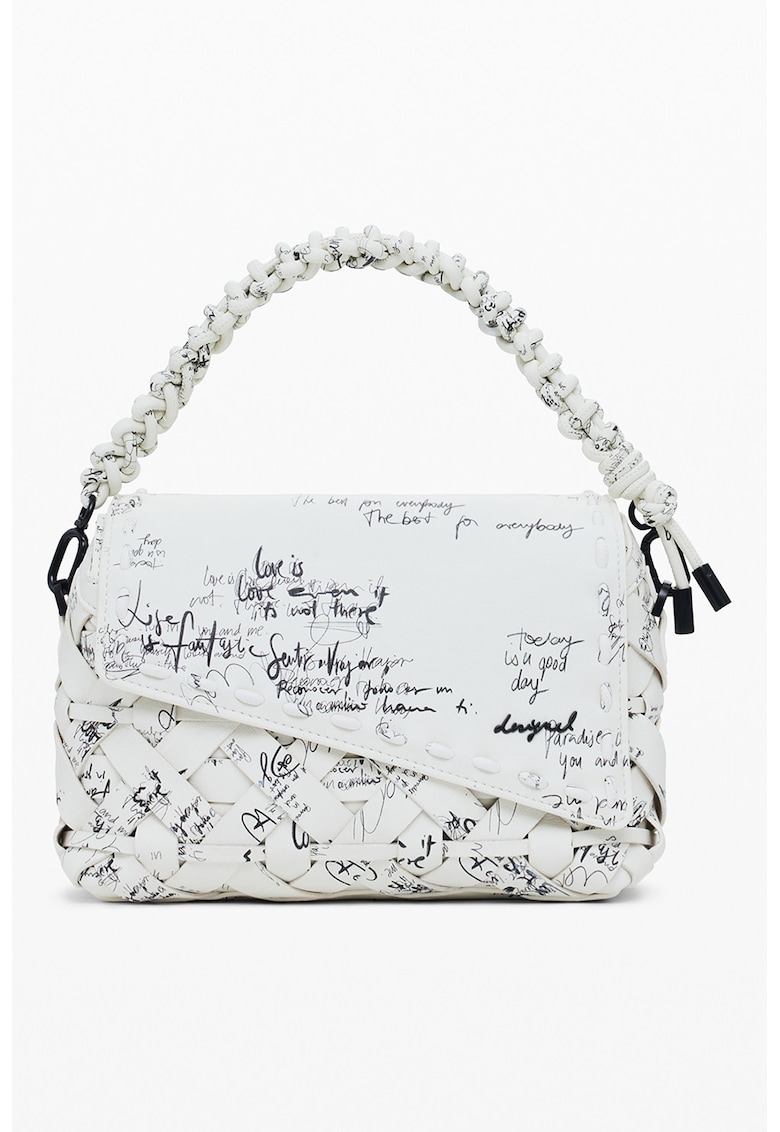 Geanta de piele ecologica cu bareta de umar - Alb