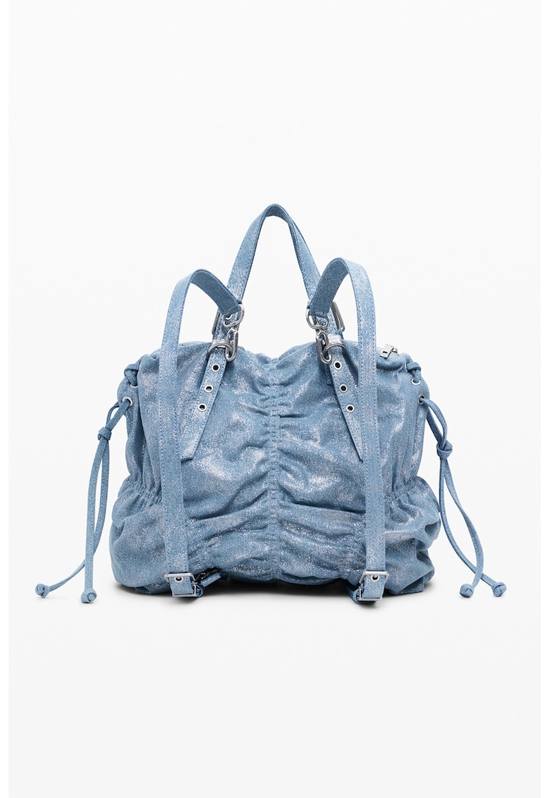 Rucsac din amestec din bumbac cu bretele ajustabile - Albastru pastel