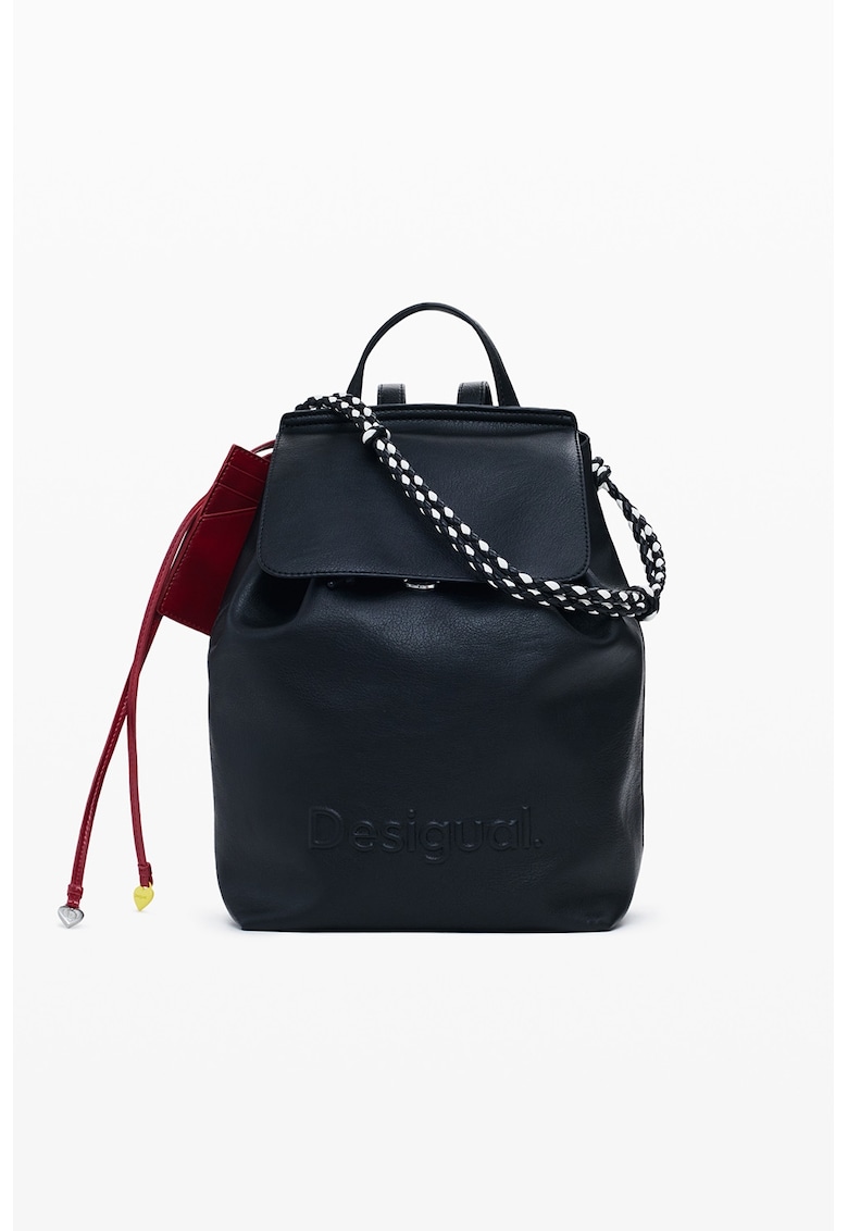 Rucsac de piele ecologica - Alb/Negru antracit