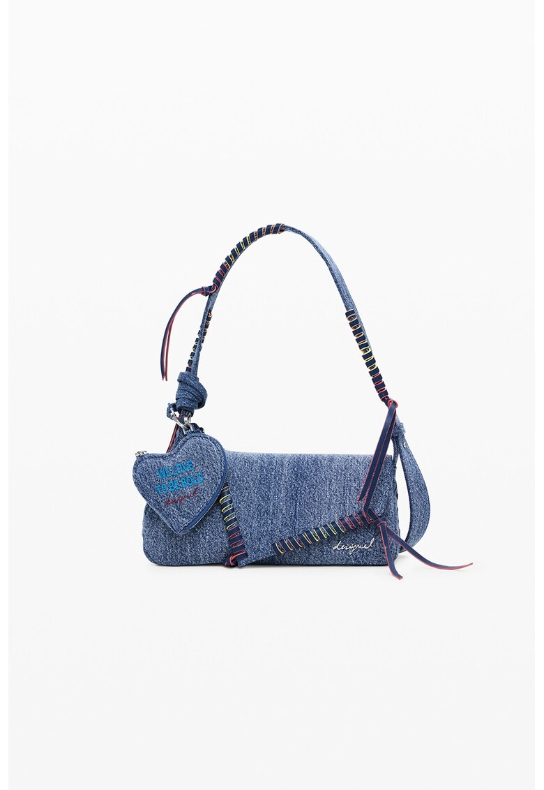 Geanta crossbody mica de denim - Albastru melange