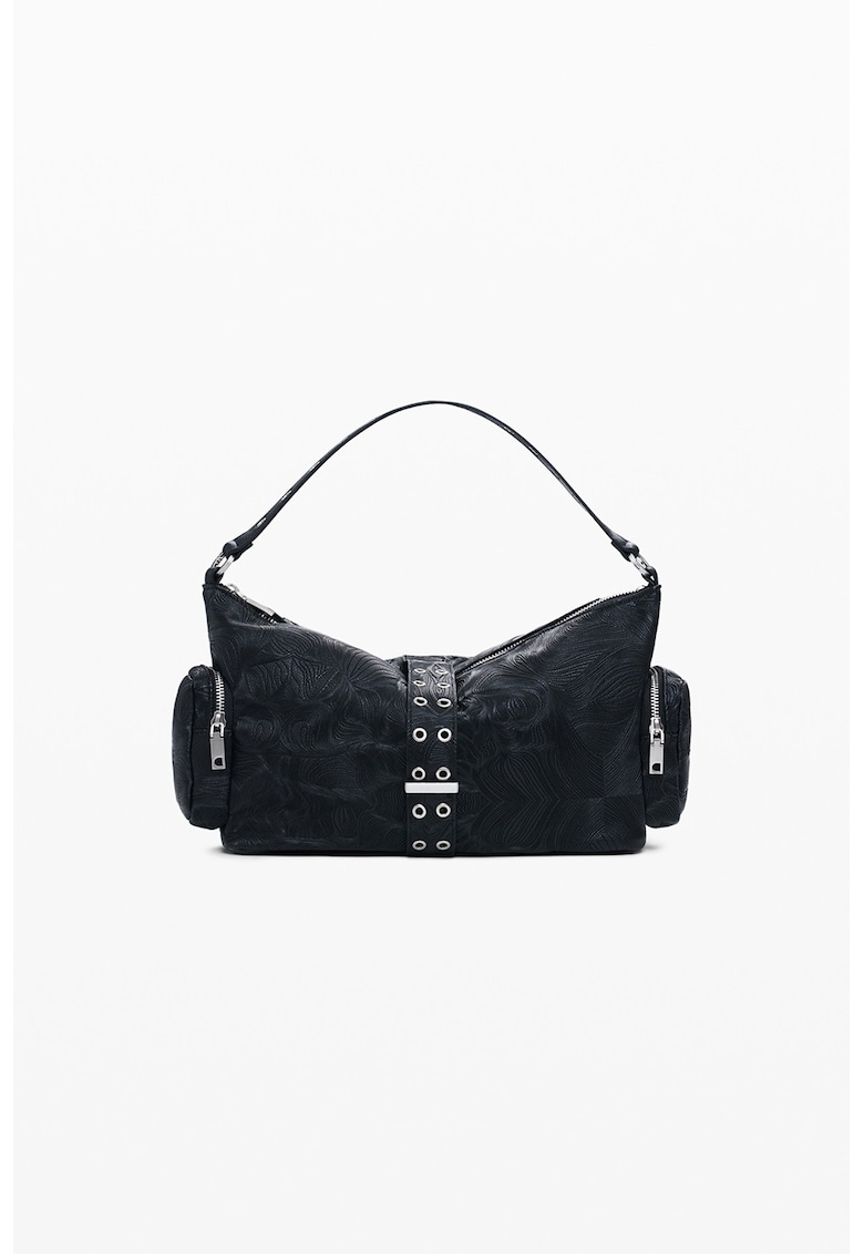 Geanta de umar cu buzunare cu fermoar - Negru antracit