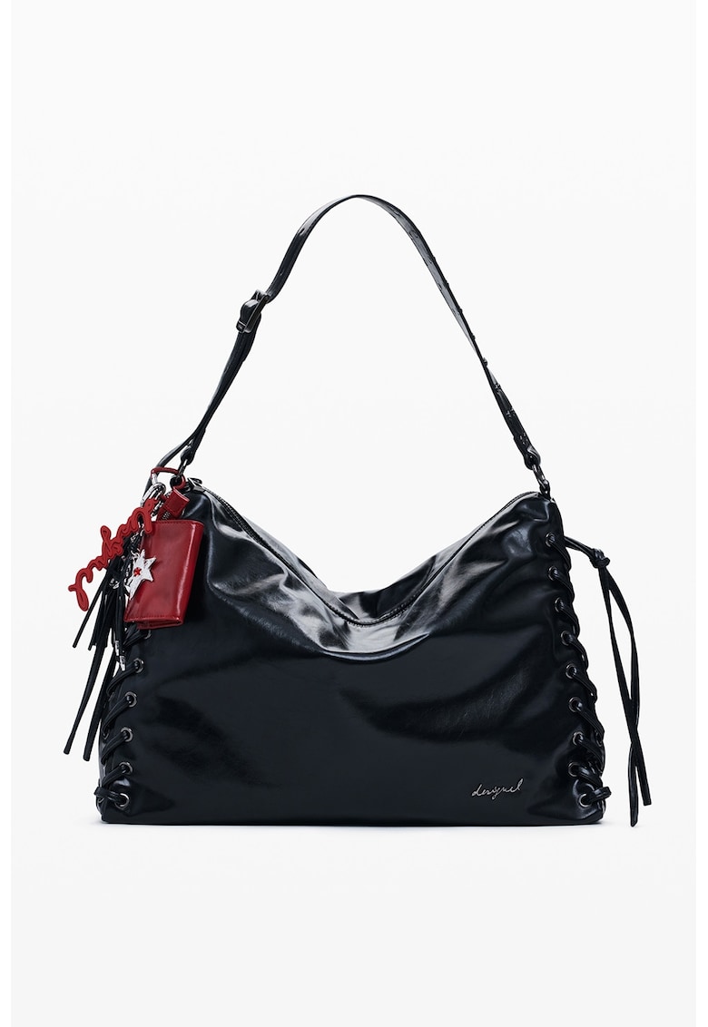 Geanta de umar cu portofel detasabil - Rosu vintage/Negru antracit