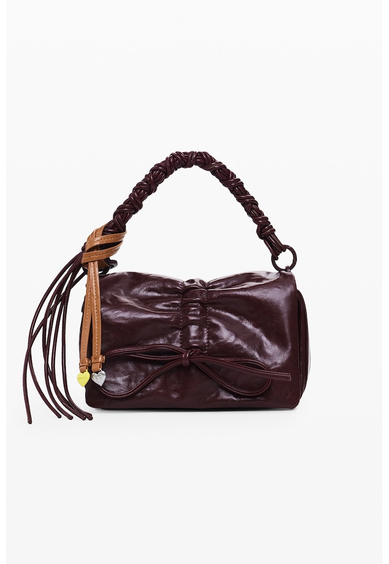 Geanta crossbody de piele ecologica cu funda - Visiniu inchis