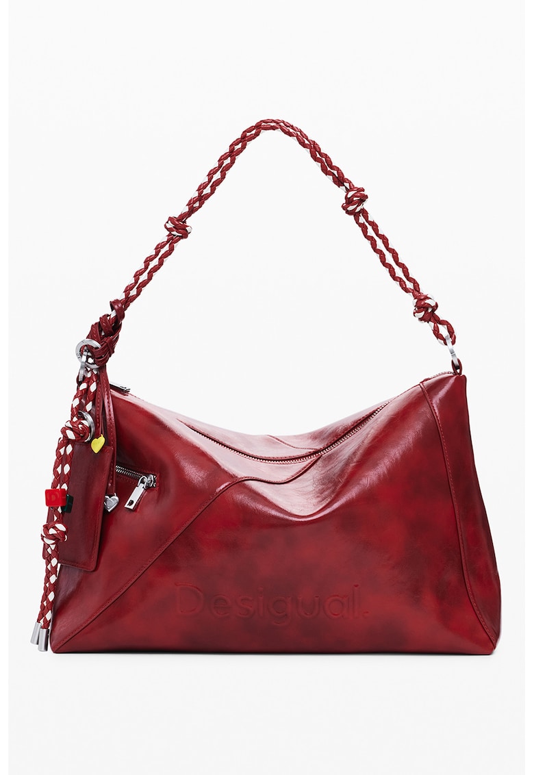 Geanta de piele ecologica cu bareta de umar - Rosu inchis