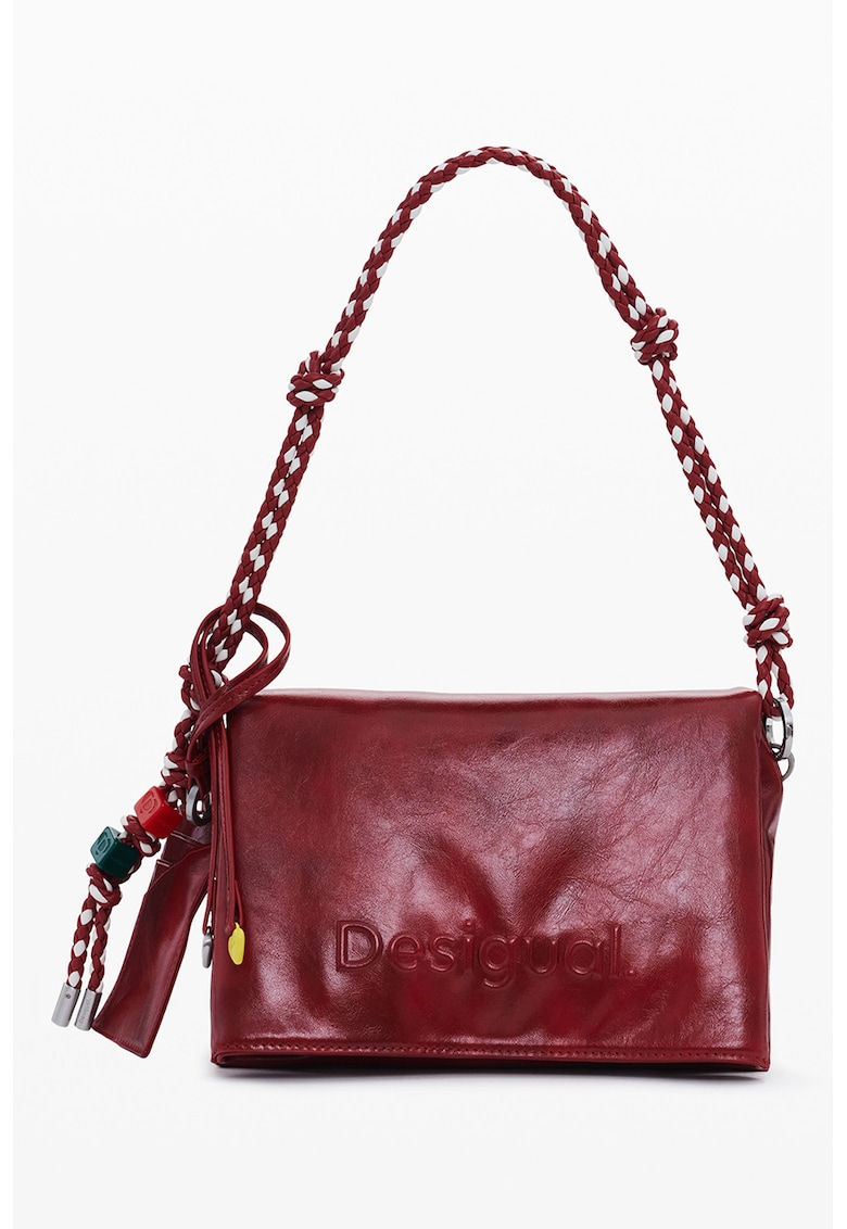 Geanta de piele ecologica cu bareta de umar - Rosu inchis