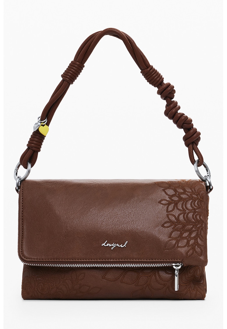 Geanta pliabila de piele ecologica cu bareta de umar - Caramel