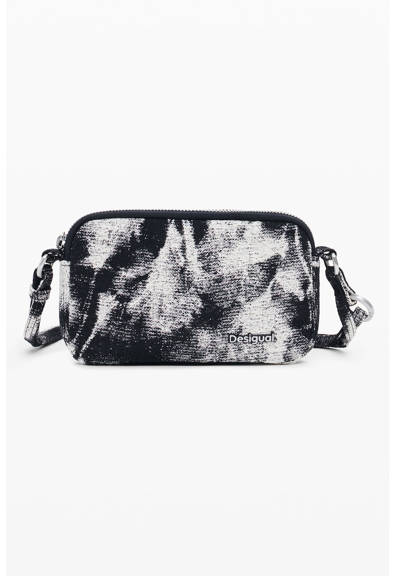 Geanta crossbody cu model - Alb/Negru