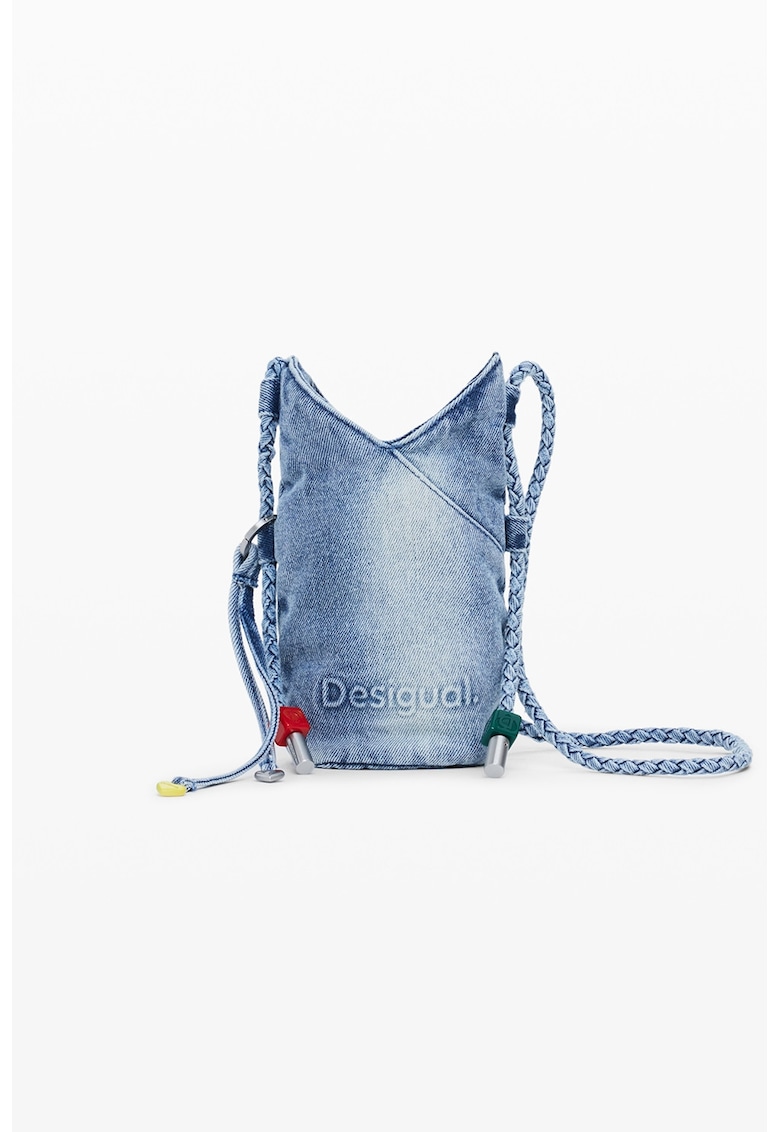 Geanta crossbody de denim - Albastru deschis melange