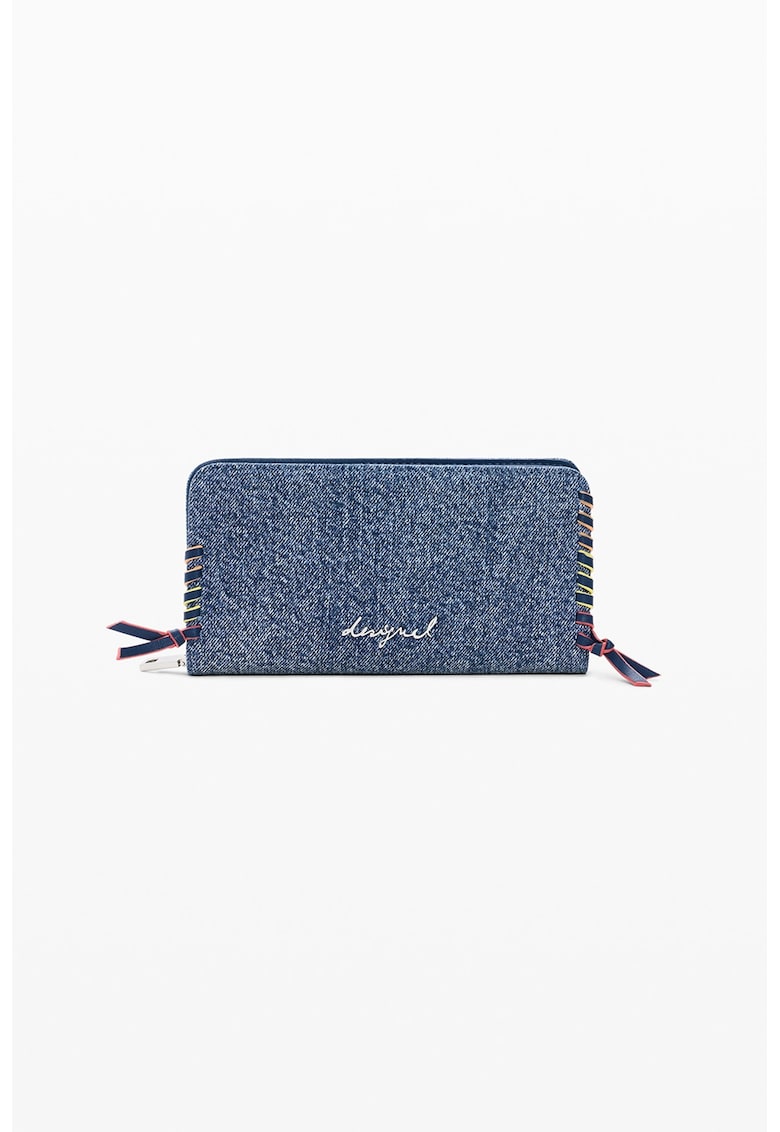 Portofel de denim cu fermoar - Albastru melange