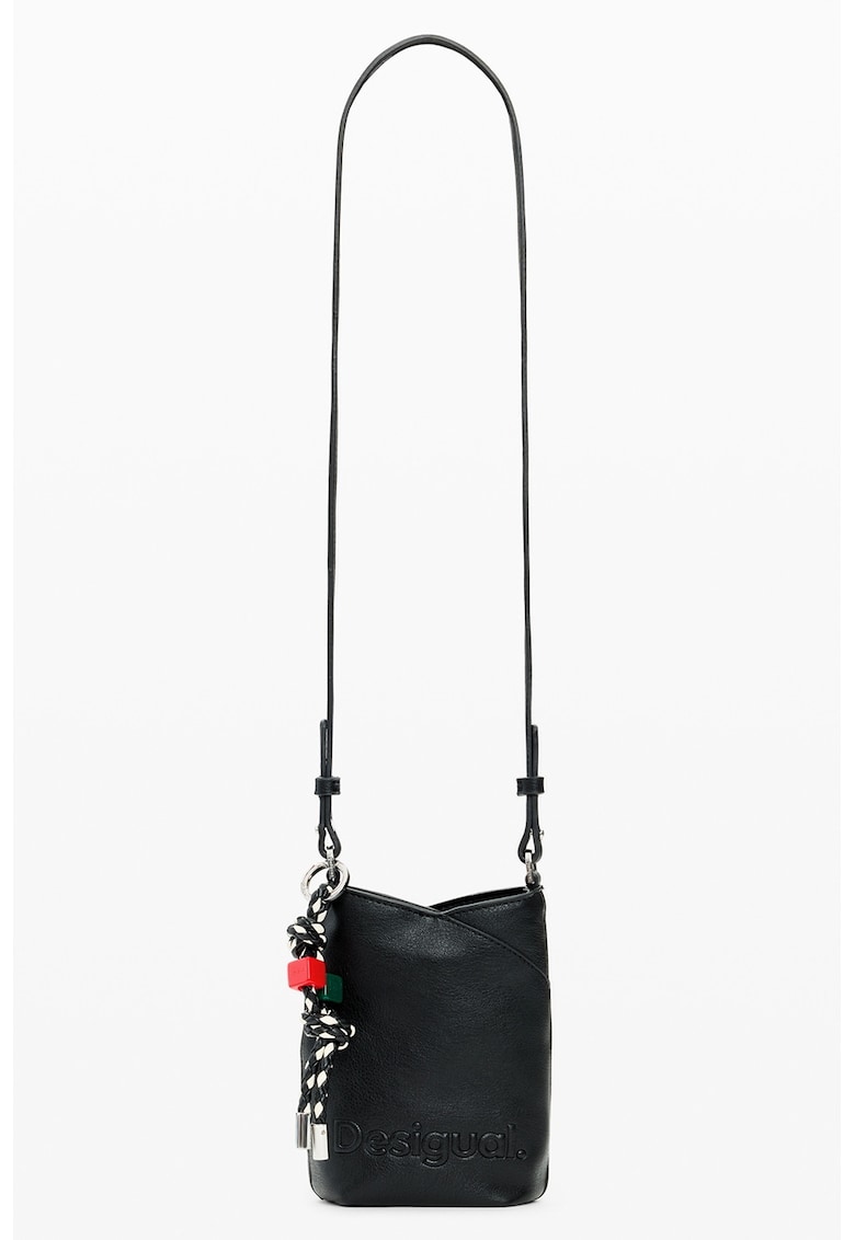 Geanta crossbody de piele ecologica - Alb/Negru antracit