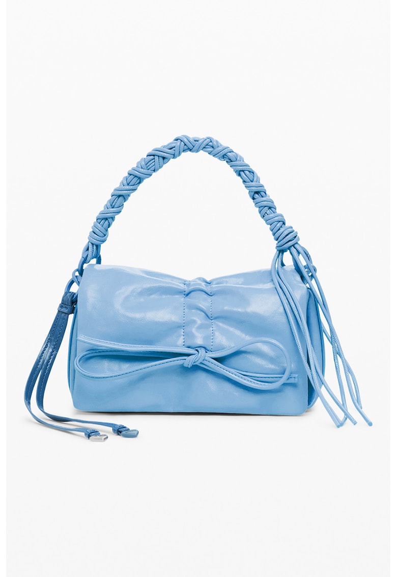 Geanta din piele ecologica cu maner si bareta detasabila - Albastru deschis