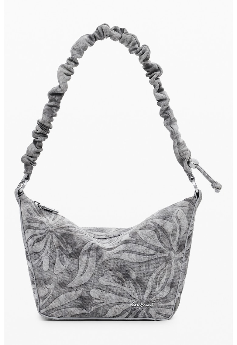 Geanta de umar cu imprimeu floral - Gri melange