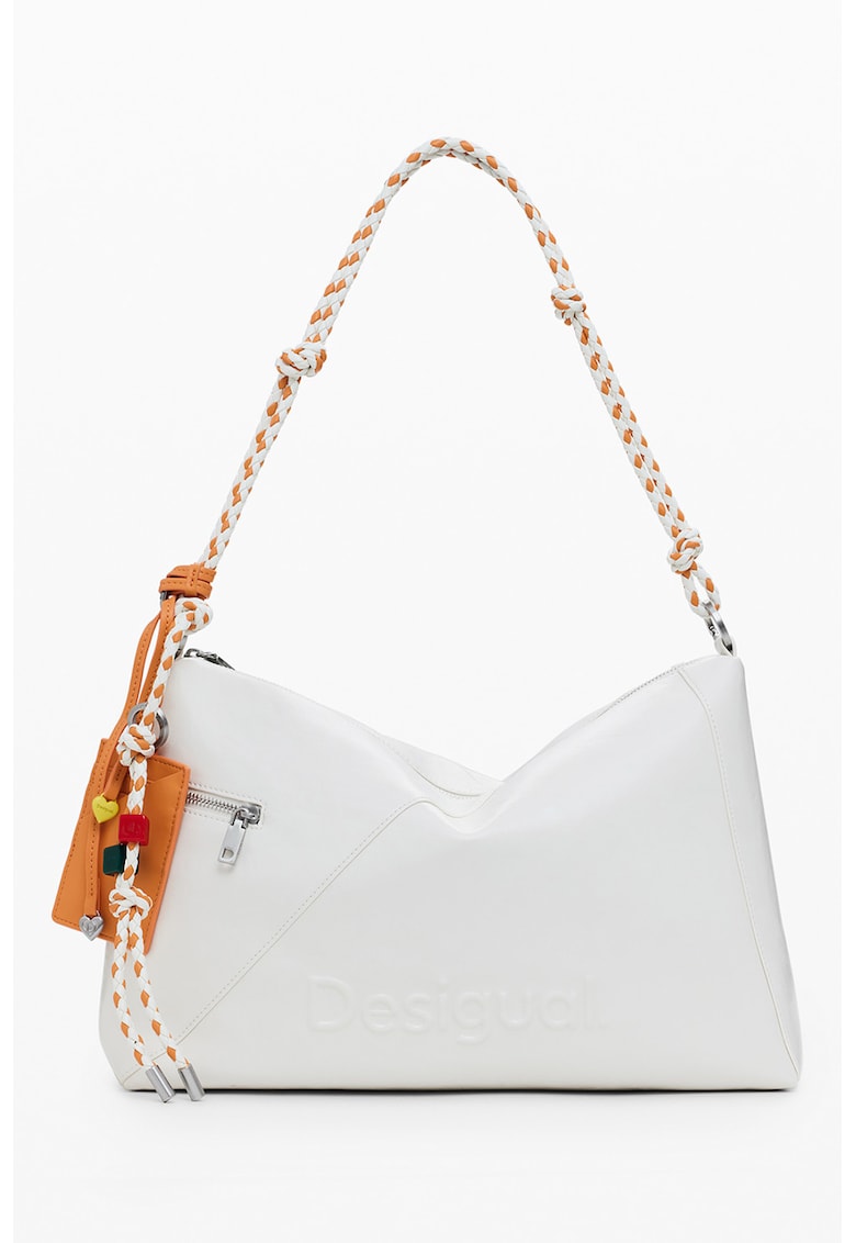 Geanta din piele ecologica cu bareta de umar - Alb