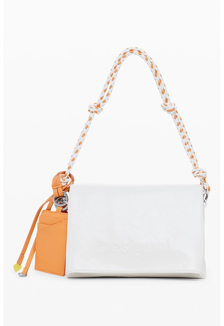 Geanta din piele ecologica cu bareta de umar - Alb