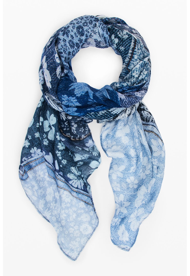 Esarfa cu imprimeu floral - Albastru/Bleumarin