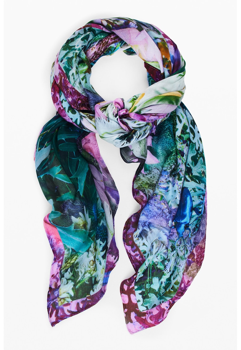 Esarfa cu imprimeu floral - Verde/Albastru