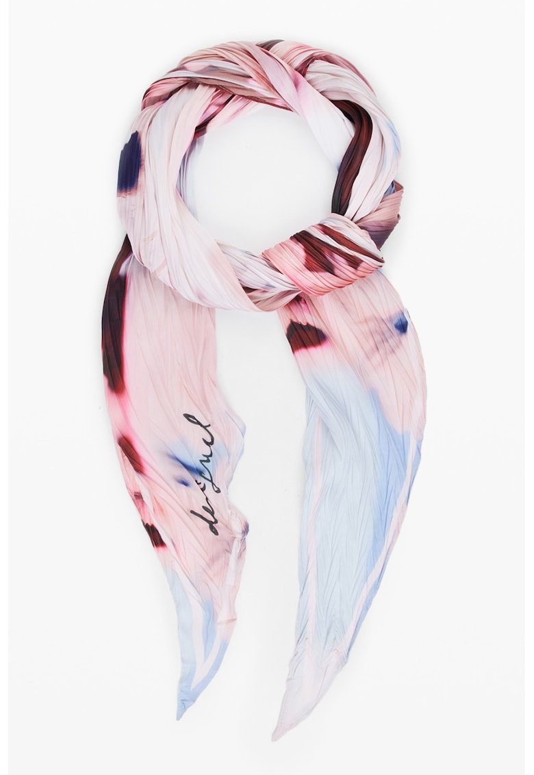 Esarfa cu imprimeu floral - Negru/Roz pal