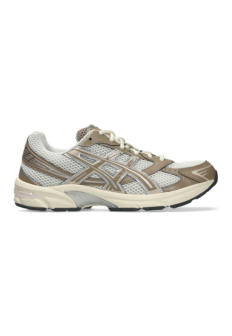 Pantofi sport Gel 1130 din plasa cu talpa demi-wedge - model unisex si garnituri din material sintetic - Maro taupe/Crem