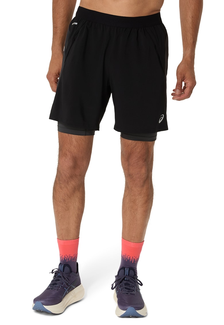Pantaloni scurti cu design 2-in-1 - pentru alergare Road - Negru