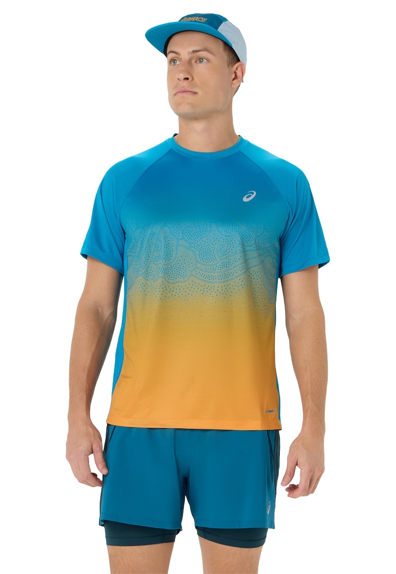 Tricou cu model - pentru alergare Road Fade SS - Verde/Turcoaz
