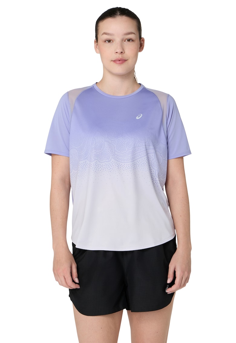 Tricou cu insertii din plasa - pentru alergare Road - Gri deschis/Albastru lavanda