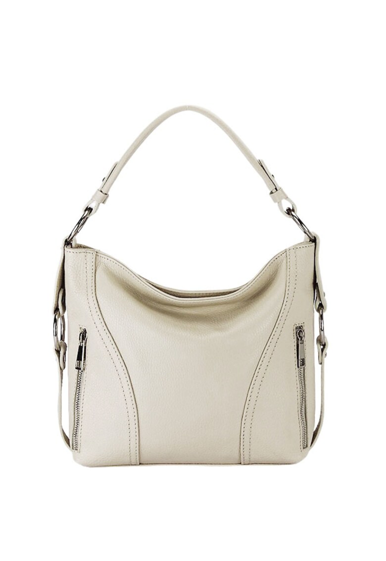 Geanta medie bej deschis din piele naturala 8931 124 19200 - Bej