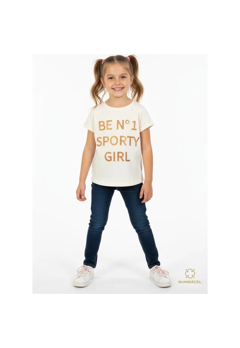 Tricou pentru fete - cu maneca scurta - din bumac - cu imprimeu