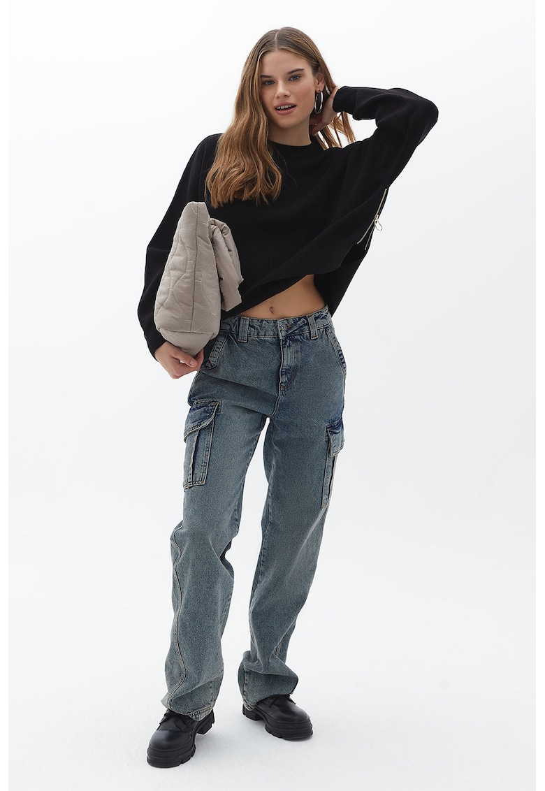 Pulover cu fermoar lateral - Negru