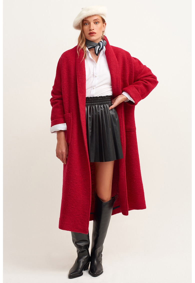 Fusta plisata din piele ecologica - Negru