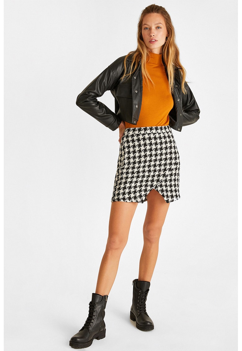 Jacheta crop din piele ecologica - Negru