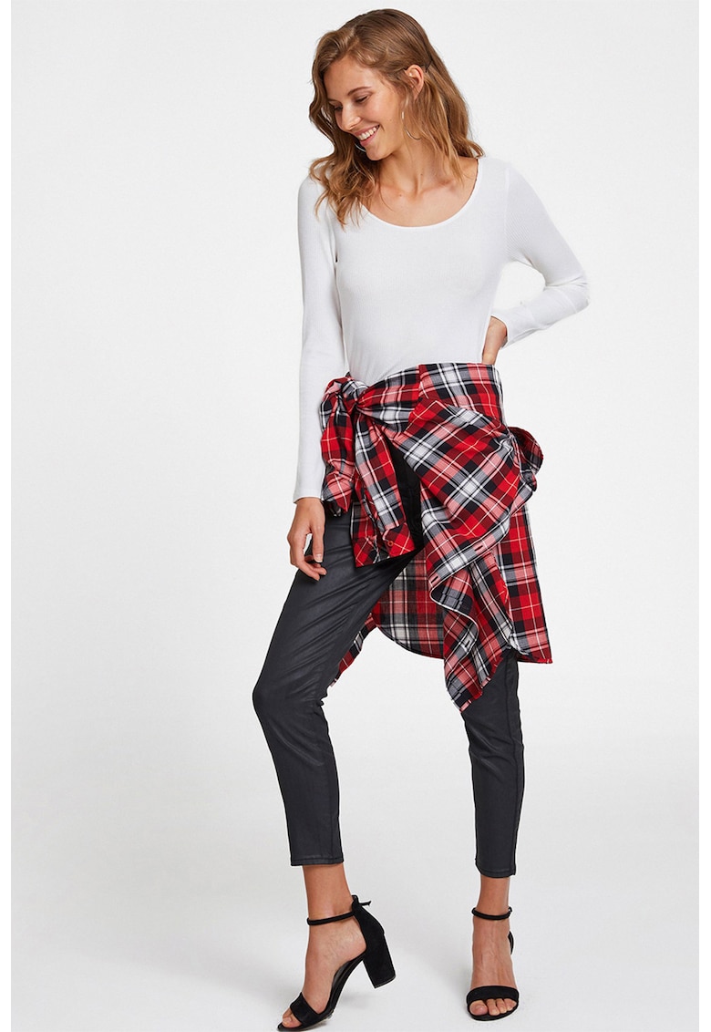 Pantaloni crop din amestec de lyocell peliculizati - Negru