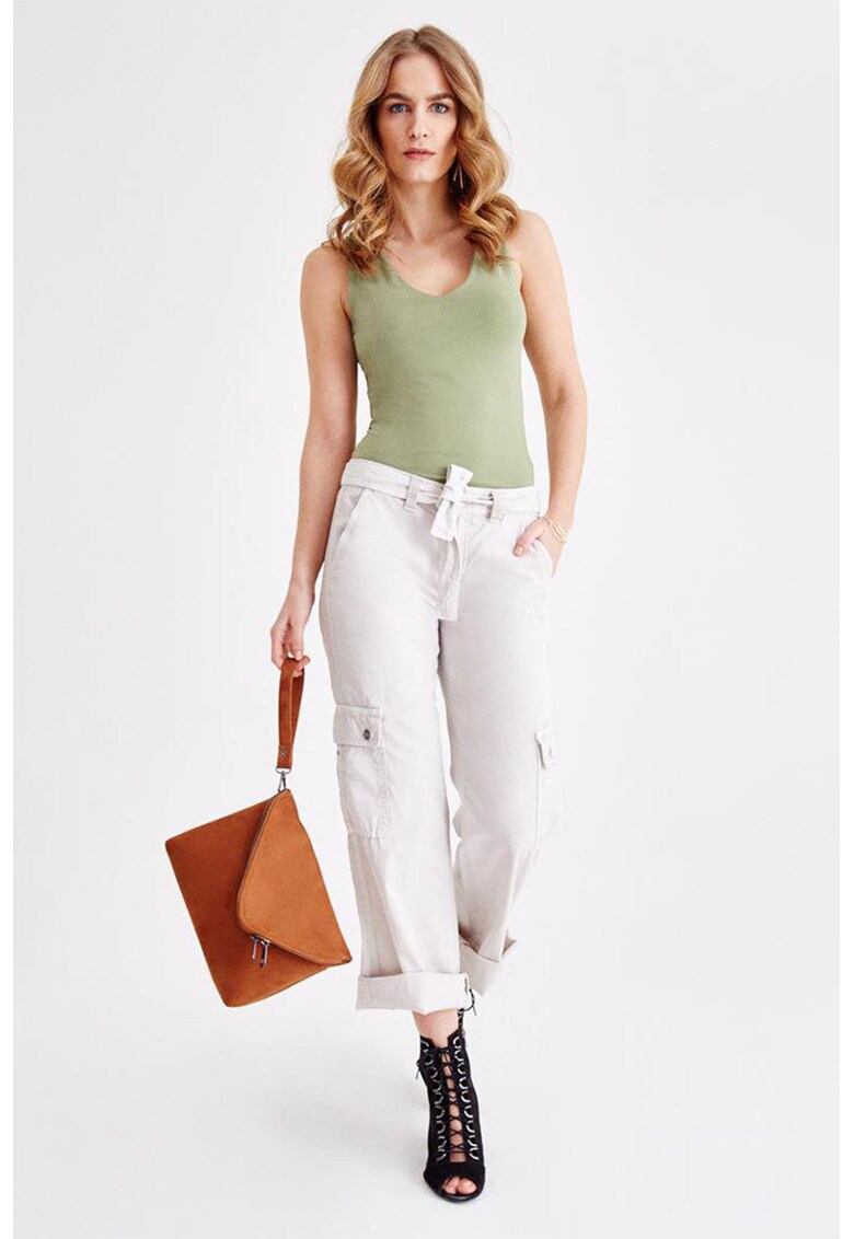 Pantaloni cargo din bumbac - Alb murdar