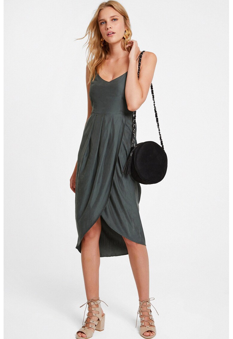 Rochie din amestec de lyocell cu croiala lalea - Verde padure