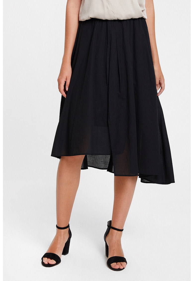 Fusta midi asimetrica din bumbac - Negru
