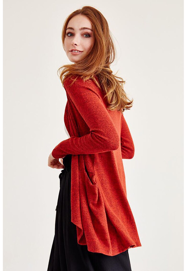 Cardigan lejer fara inchidere - Caramiziu