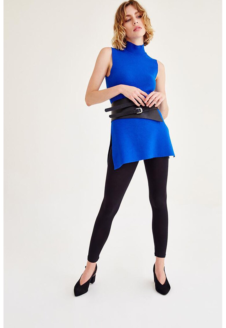 Top tricotat fin reversibil - Albastru royal