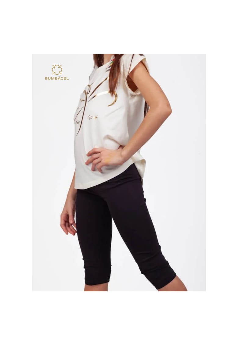 Pantaloni din bumbac - de tip leggings - pentru fetite