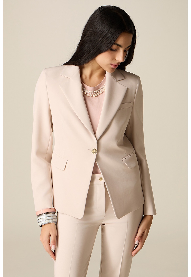 Sacou uni cu buzunare cu clapa - Bej deschis