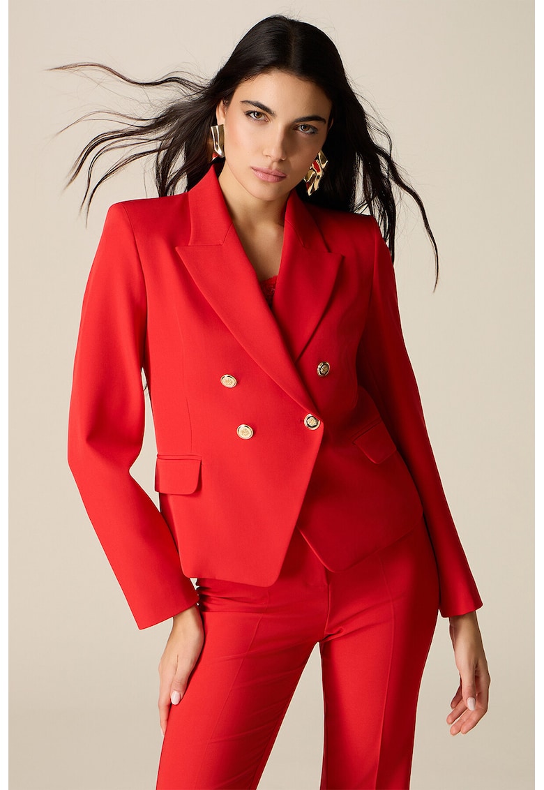Sacou cu nasturi contrastanti - Rosu vermillion