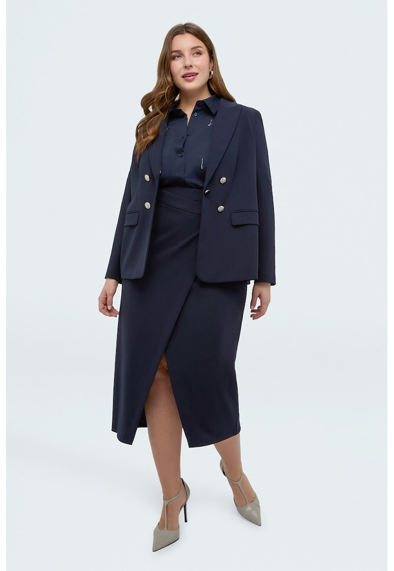 Sacou cu nasturi si buzunare cu clapa - Bleumarin -