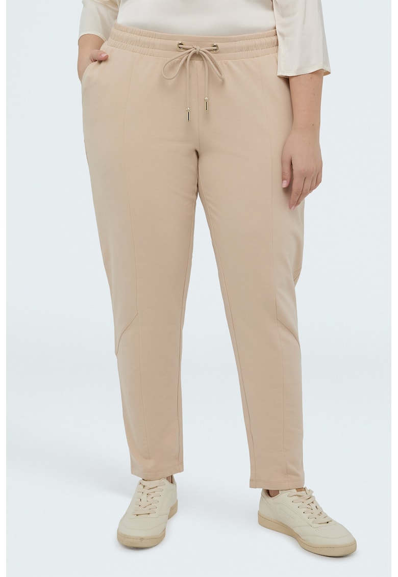 Pantaloni de trening cu croiala conica si talie ajustabila - Bej