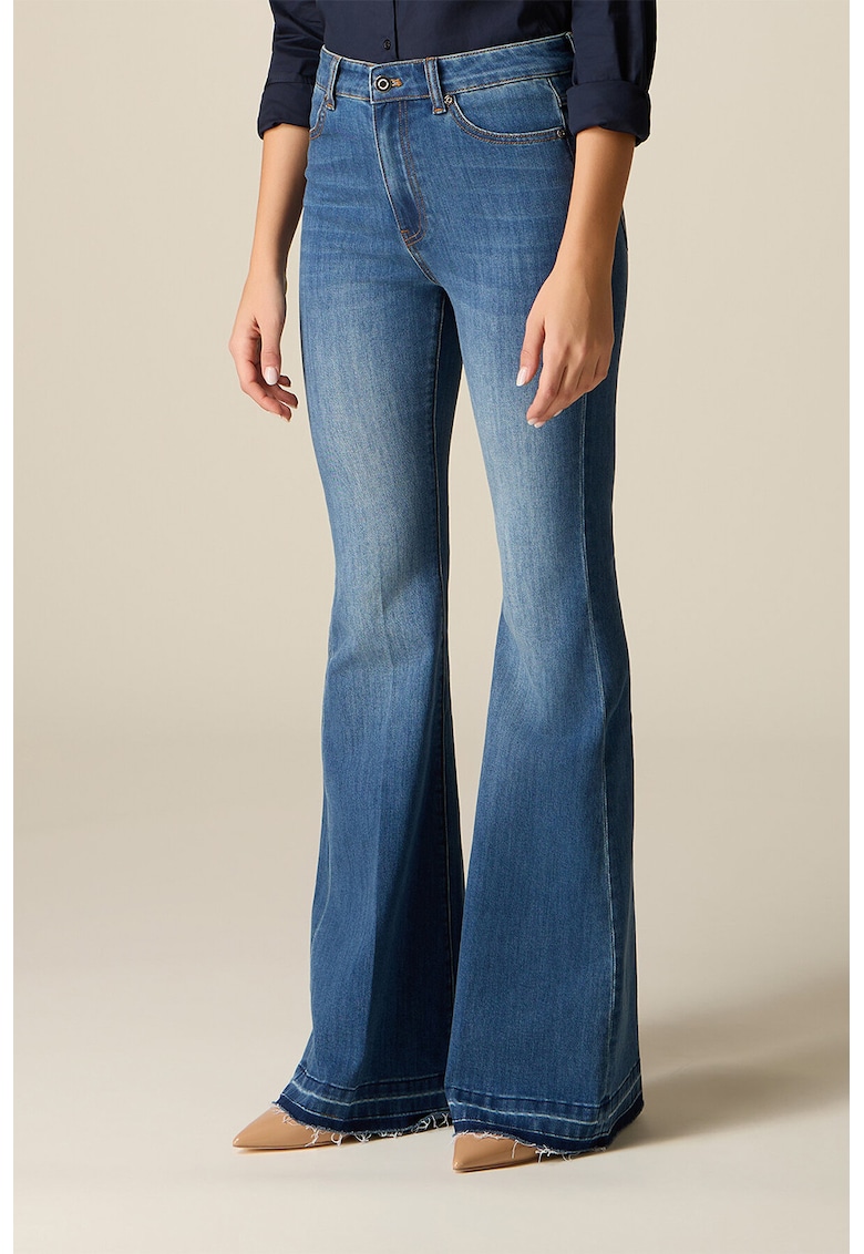 Blugi bootcut cu talie inalta - Albastru