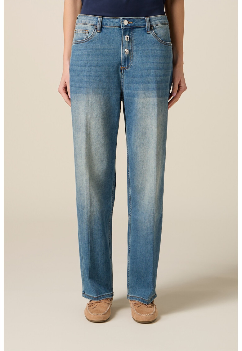 Blugi drepti cu talie medie - Albastru