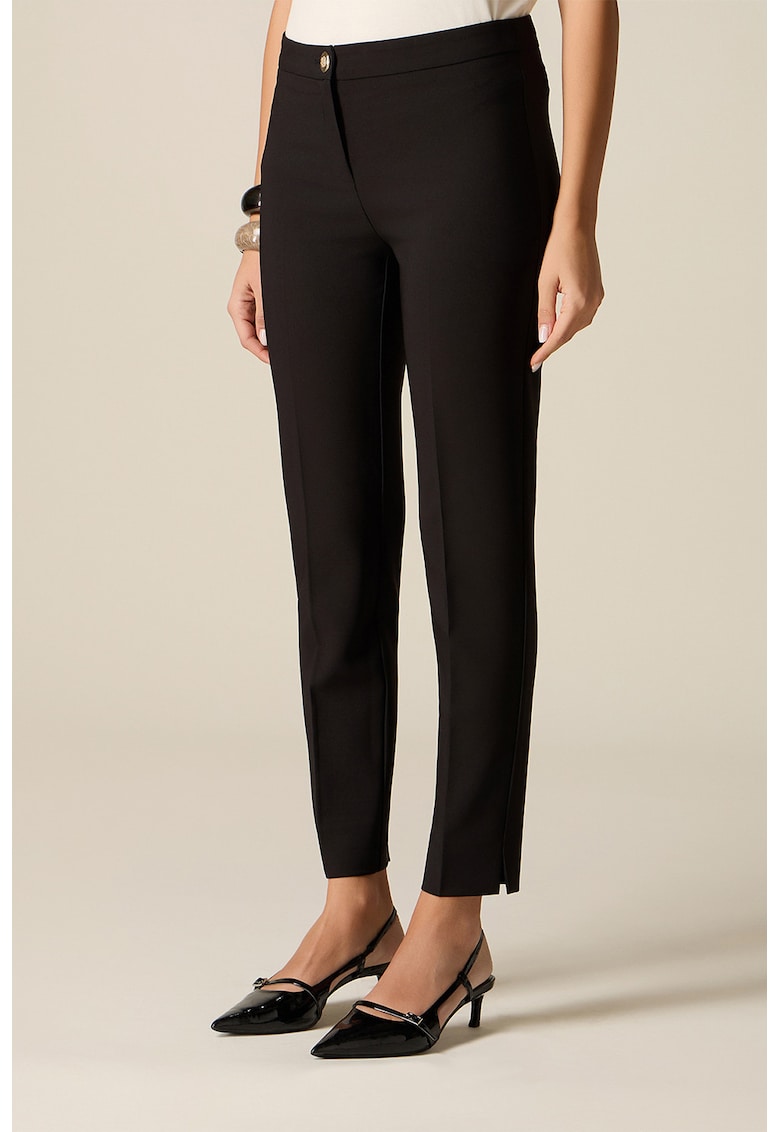 Pantaloni conici cu talie inalta - Negru