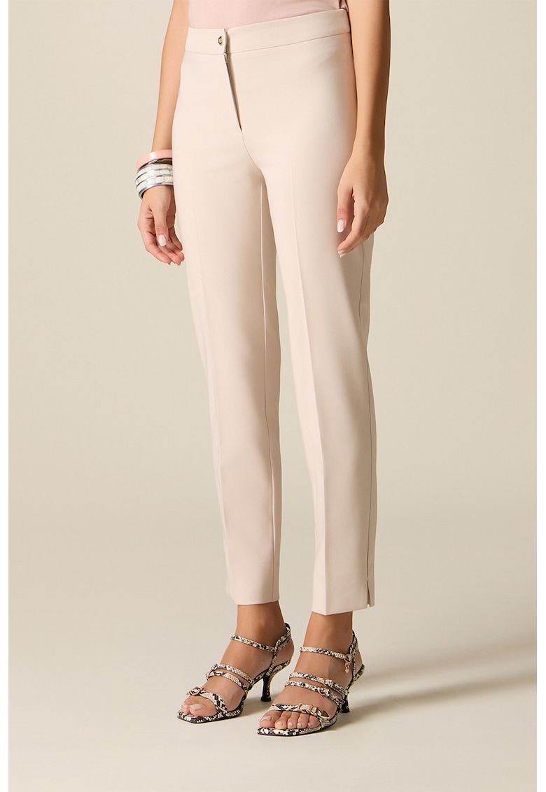 Pantaloni conici cu talie inalta - Bej deschis